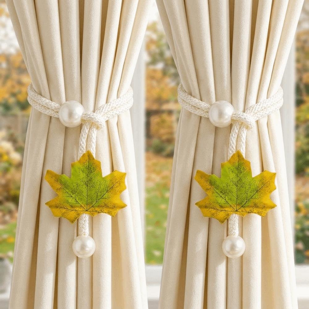 2Pcs/Set Decorative Simulated Leaf Curtain Holdback Handcrafted Curtain Strap Curtain Accessories