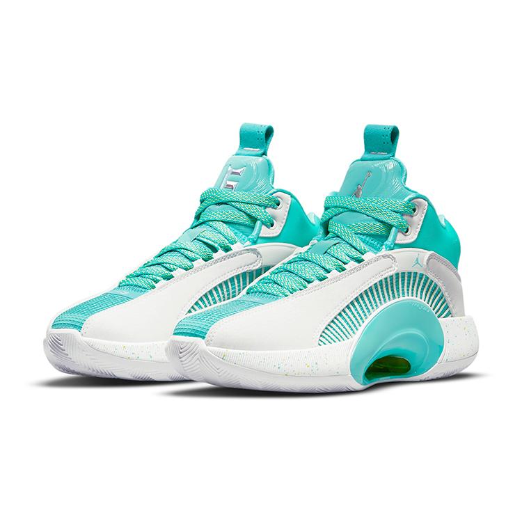 Jordan Air Jordan 35 'Guo Ailun' Нескользящие износостойкие кроссовки для баскетбола средней высоты Детские Мятно-зеленые DJ3009-100