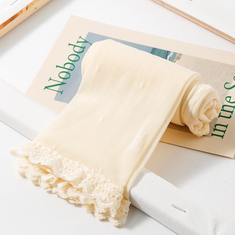 Детские летние кружевные противомоскитные колготки - Белые тонкие девятиточечные носки для танцев