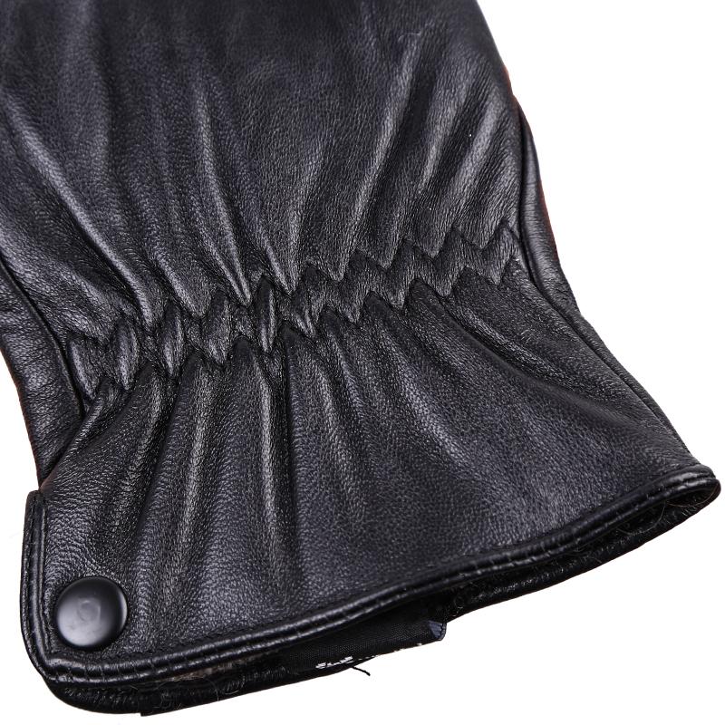 Простые аксессуары, зимние мужские перчатки из овчины, флисовая подкладка, черные кожаные перчатки из натуральной кожи для вождения