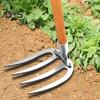 Садоводство Прополочник Четырехзубый Грабли Сверхпрочный Стальной Уличный Сад Газон Ферма Рыхление Почвы Удаления Сорняков Прополка Корчевание Ручной Инструмент