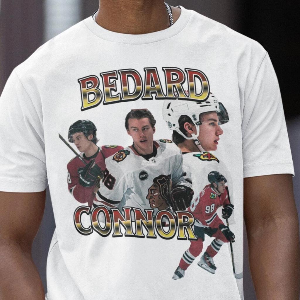 Футболка Connor Bedard NHL, Футболка Blackhawks, Футболка Chicago Hockey, Рождественский подарок