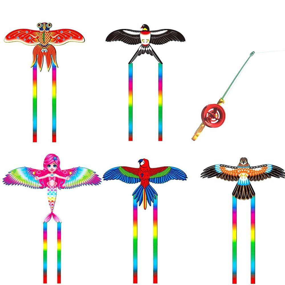 Cartoon Fishing Rod Kites Lightweight Flying Kites Funny Long Tail Kites Kids Gift