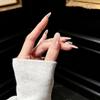 Прозрачные нюдово-розовые накладные ногти «Кошачий глаз» с градиентом и стразами