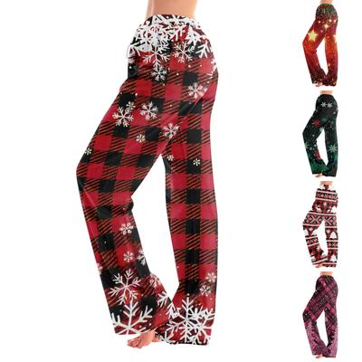 Женские пижамные штаны, одежда для сна, повседневные брюки с эластичной резинкой на талии, удобные прямые свободные брюки для йоги