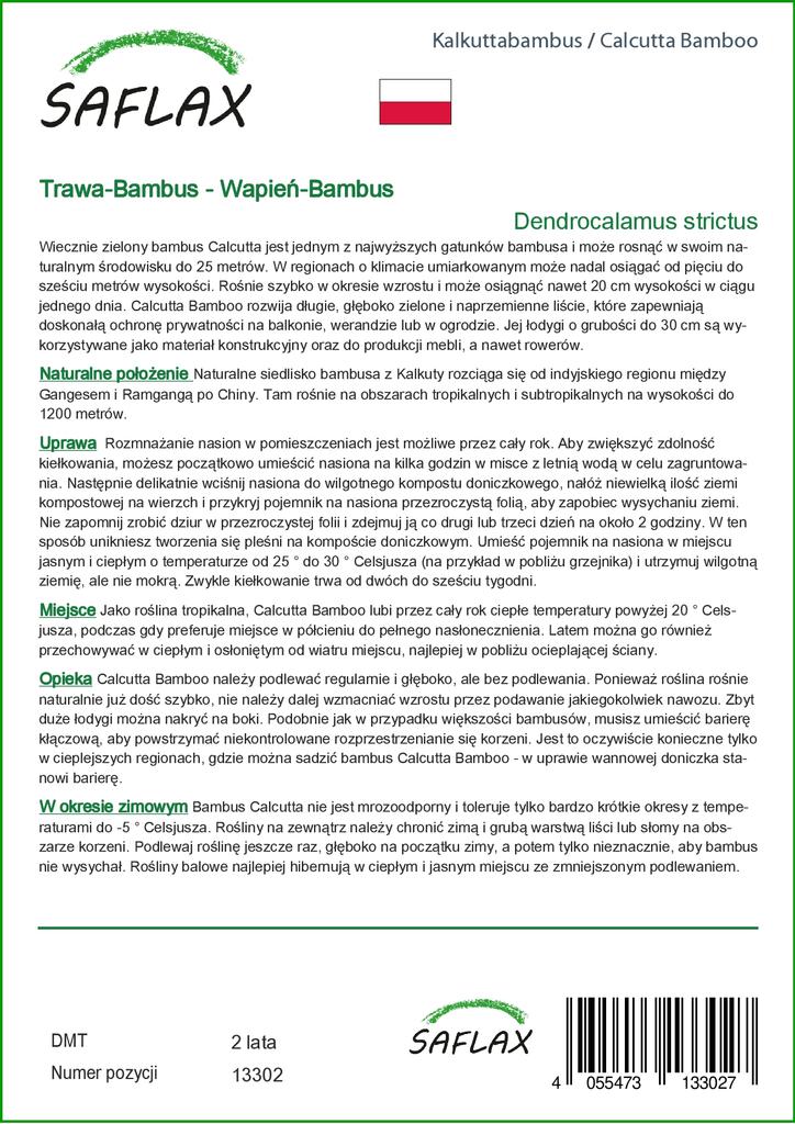 SAFLAX Калькуттский бамбук - 50 семян - Dendrocalamus strictus