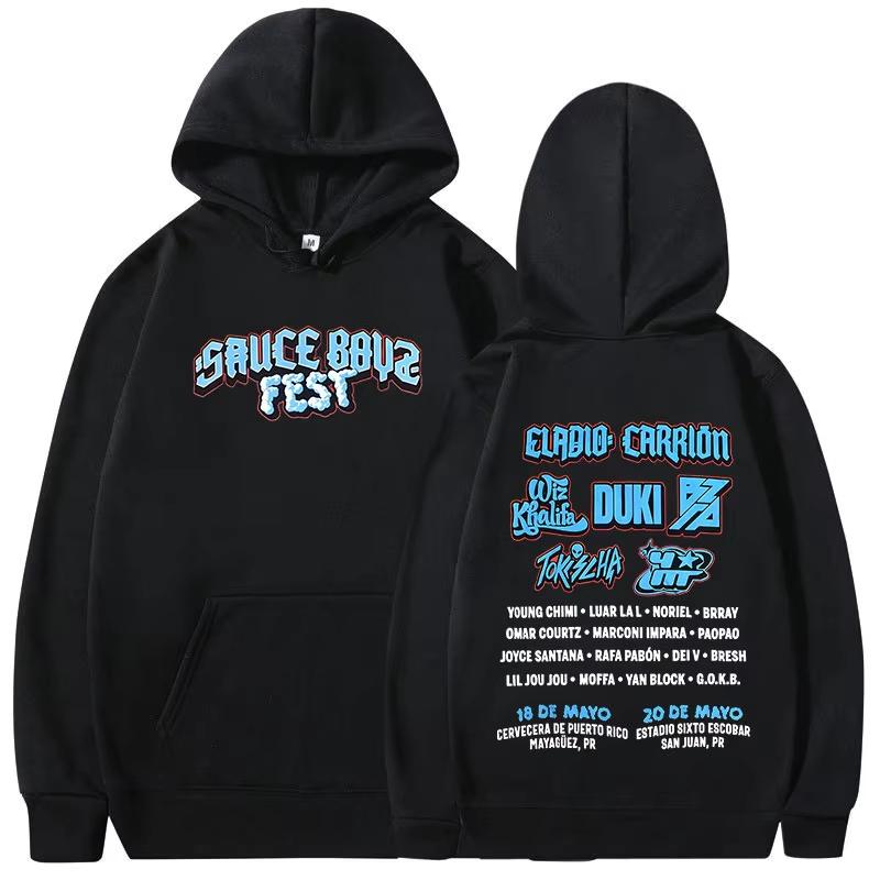 Rapper Eladio Carrion Sauce Boyz Fest Merch Hoodie, Unisex Clothing Fashion Long Sleeve Pullover Loose Hooded Sweatshirt Hoodies