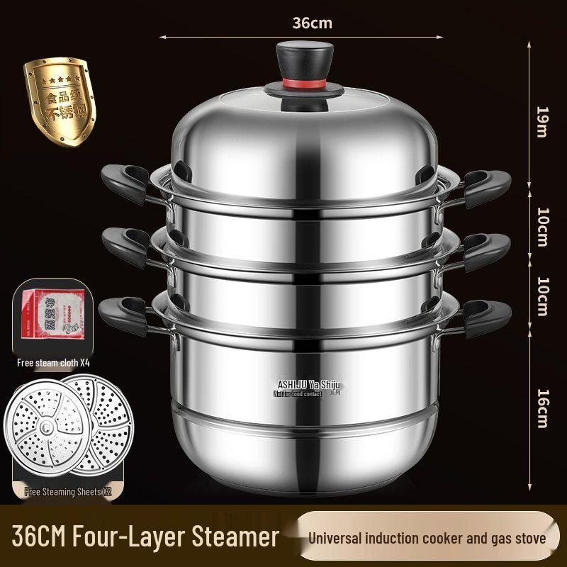 Stainless Steel Double Layer Steamer Pot for Induction & Gas - Extra Thick, Food Grade, Large Capacity