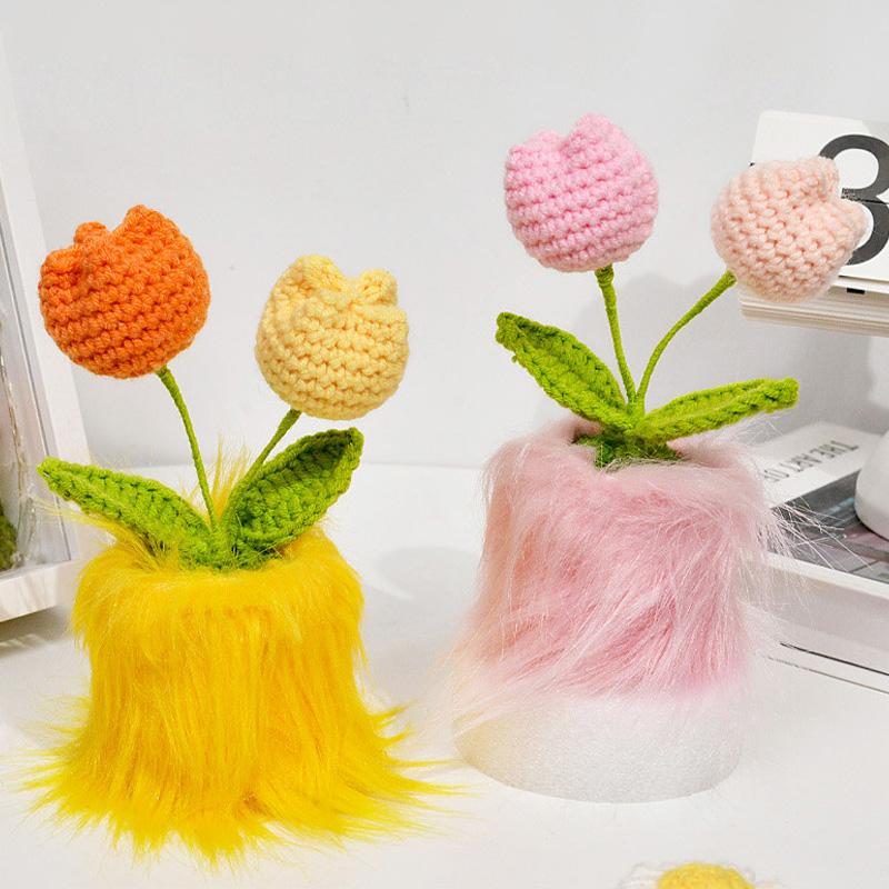 Вязаные крючком разноцветные ручные работы своими руками имитация тюльпана декоративные подарки подарок вязаные цветы из пряжи домашний декор 2 цвета