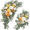 Wedding Entrance Floral Decor with Faux Flower Swag Featuring Lifelike Silk and Plastic Flowers for Ceremony and Reception Party