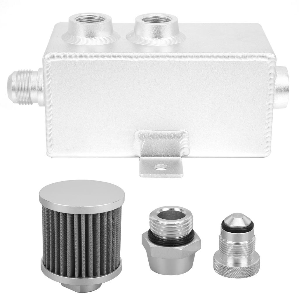 1L Aluminum Oil Catch Can Coolant Fuel Overflow Tank with Breather Filter Drain Tap Universal