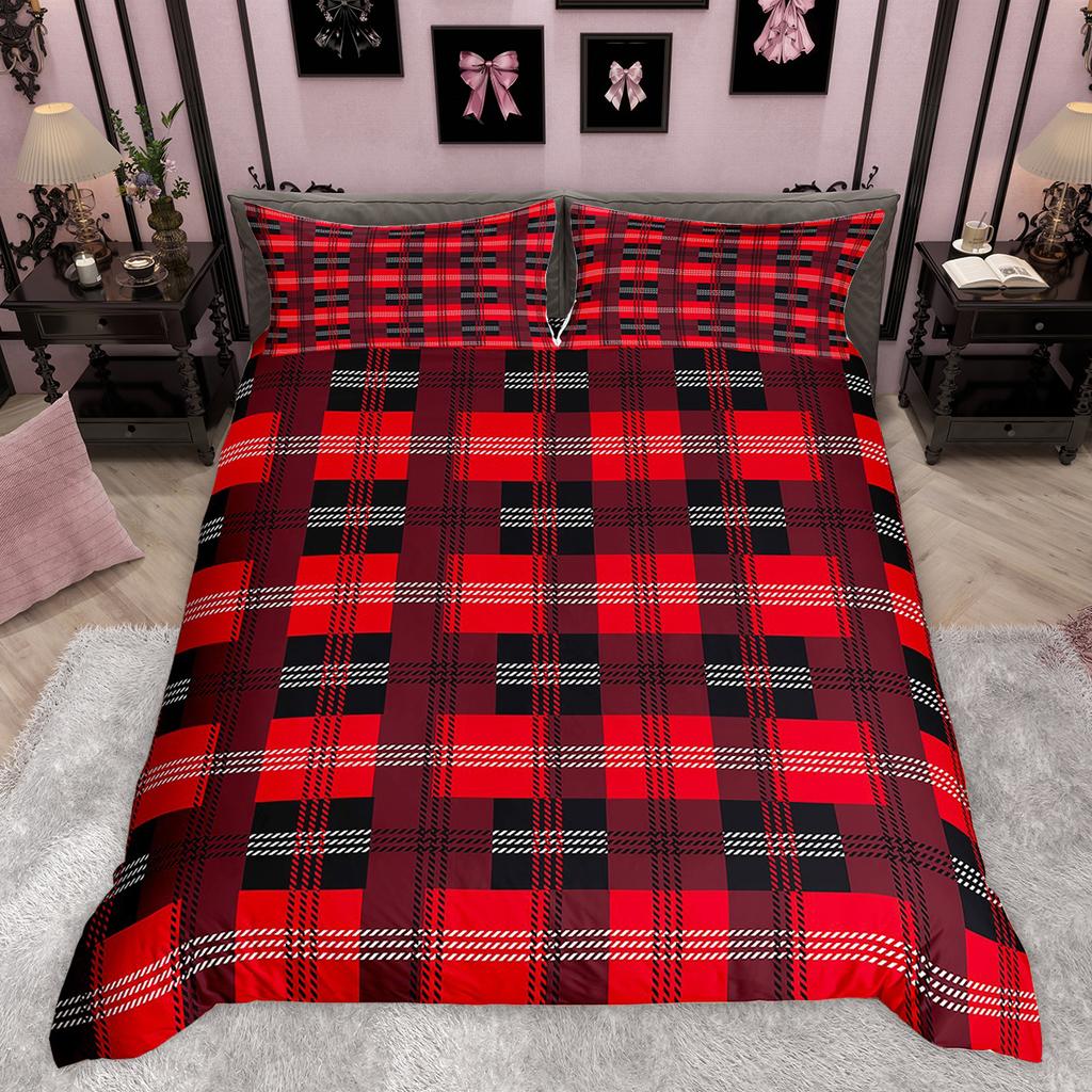 Comforter Homewish Colorful Plaid Modern Minimalist Set Geometric Checkered Bedding Set