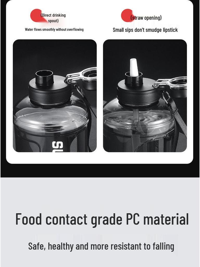 Портативный пластиковый стакан для воды большой вместимости с соломинкой для летних видов спорта