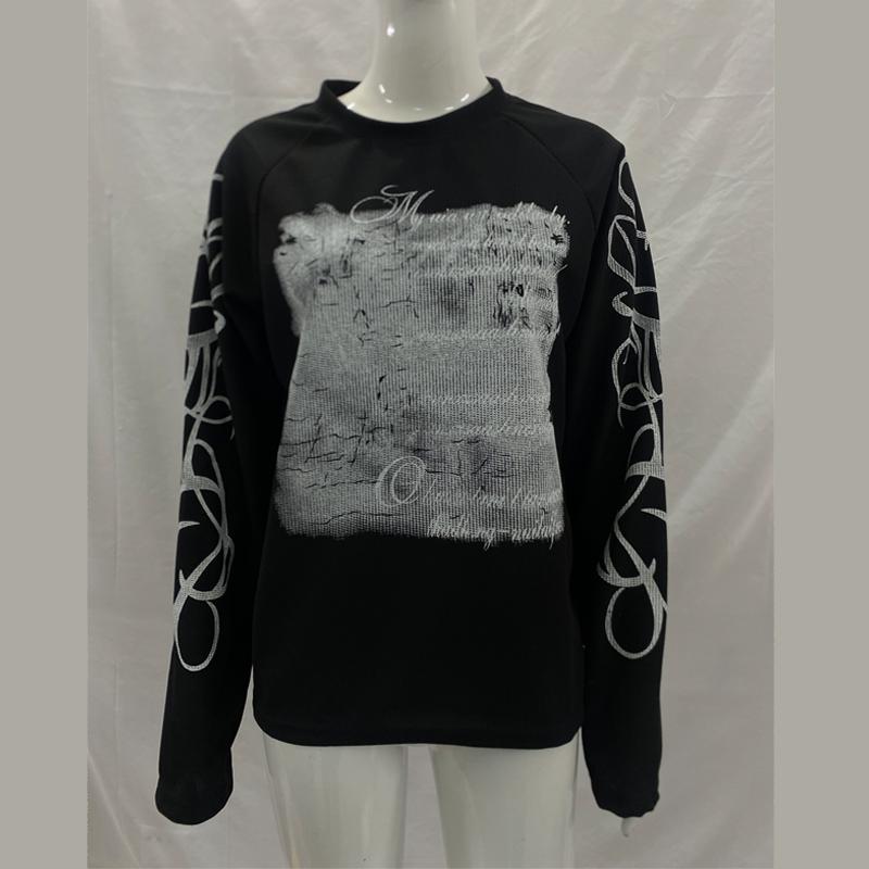 Европейская и американская персонализированная футболка-пуловер с круглым вырезом и принтом букв в стиле ретро