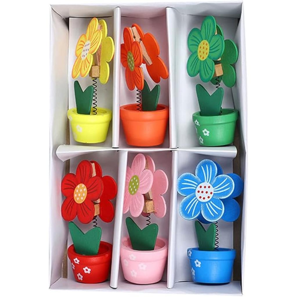 6pcs Cute Flower Table Card Memo Holder Stand Table Photo Display Clip Stand for Monmory Photo Picture Memo Cards Postcard Wedding Number Card Display