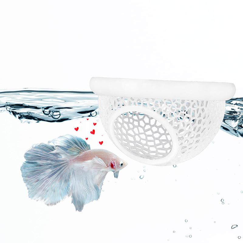 Плавающий домик-укрытие для петушка и пещера для креветок – 3-в-1: гамак для аквариума, плавающее кольцо-кормушка и место для отдыха – 3D-печатный декор для рыбок петушков
