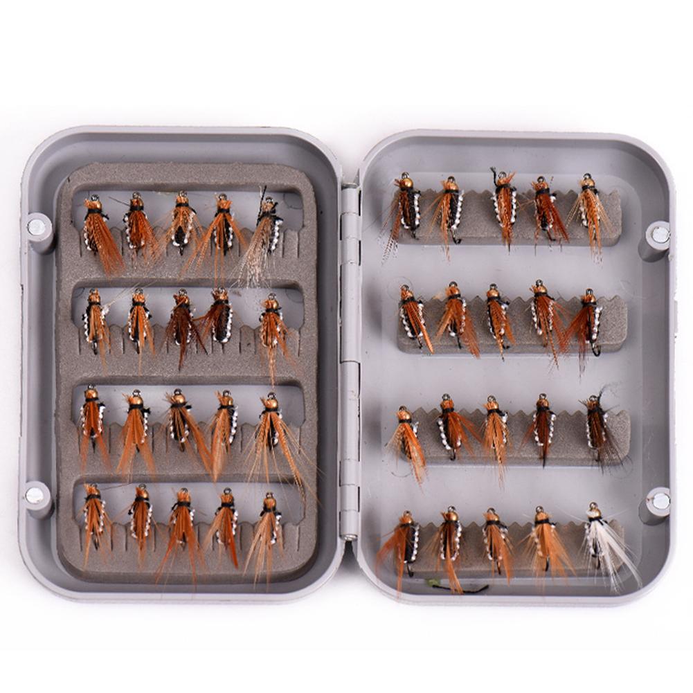 40pcs Simulation Fly Shape Fishing Hooks With Box Fast Sinking Artificial Insect Fishing Tackle