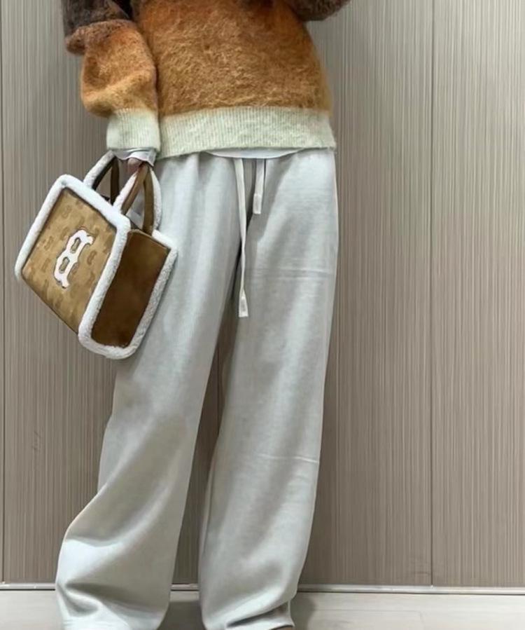 Korean ML Lambswool Suede Square Tote, Plush Retro Handbag & Crossbody Women's Bag