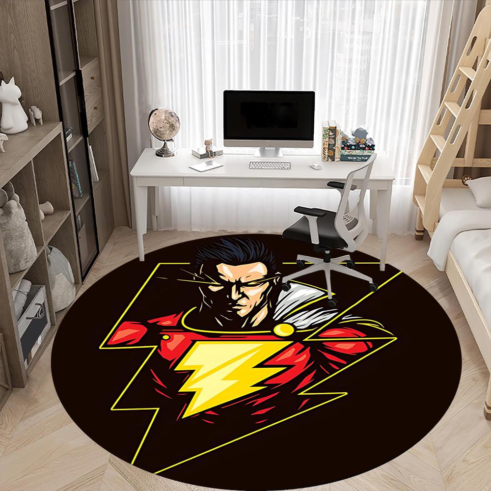 1 шт. Круглый ковер-циновка «Супергерой Молния» для офиса, под офисные стулья, в спальню, гостиную, декор для дома, украшение комнаты, доступен в различных размерах