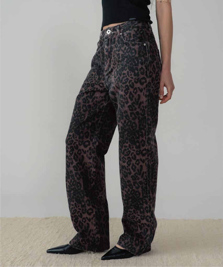 ZIZEMUSEUM Leopard Wide Pants (Wine)