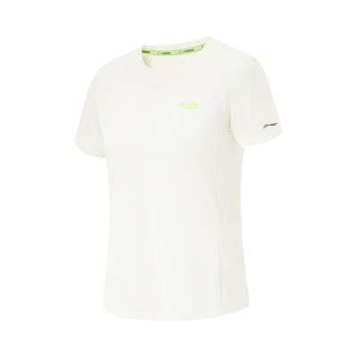 Футболка Li Ning Running Series, однотонная, быстросохнущая, дышащая, с коротким рукавом, женская, топы, цвет не совсем белый ATSU186-1