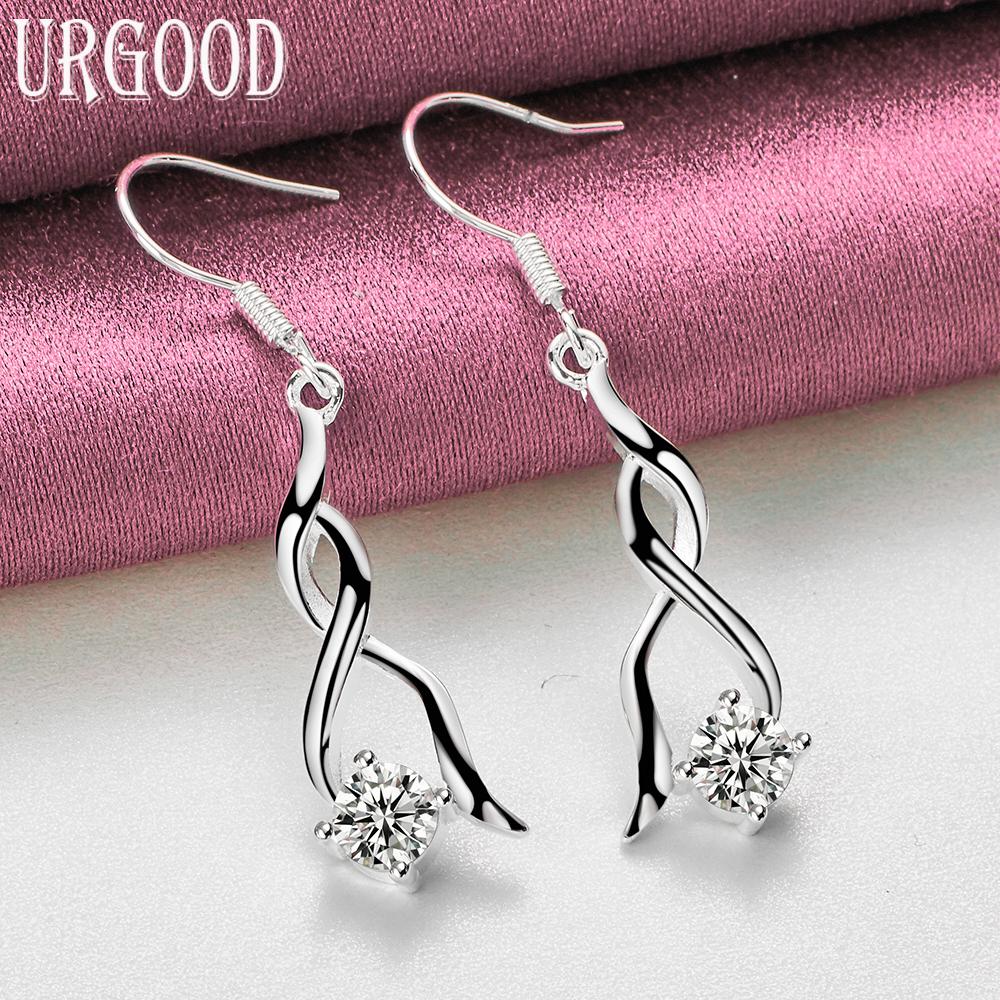 925 Sterling Silver AAA Zircon Earrings Wedding Jewelry