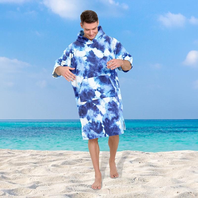 Быстросохнущее худи-полотенце и халат тай-дай для серфинга, плавания и пляжа