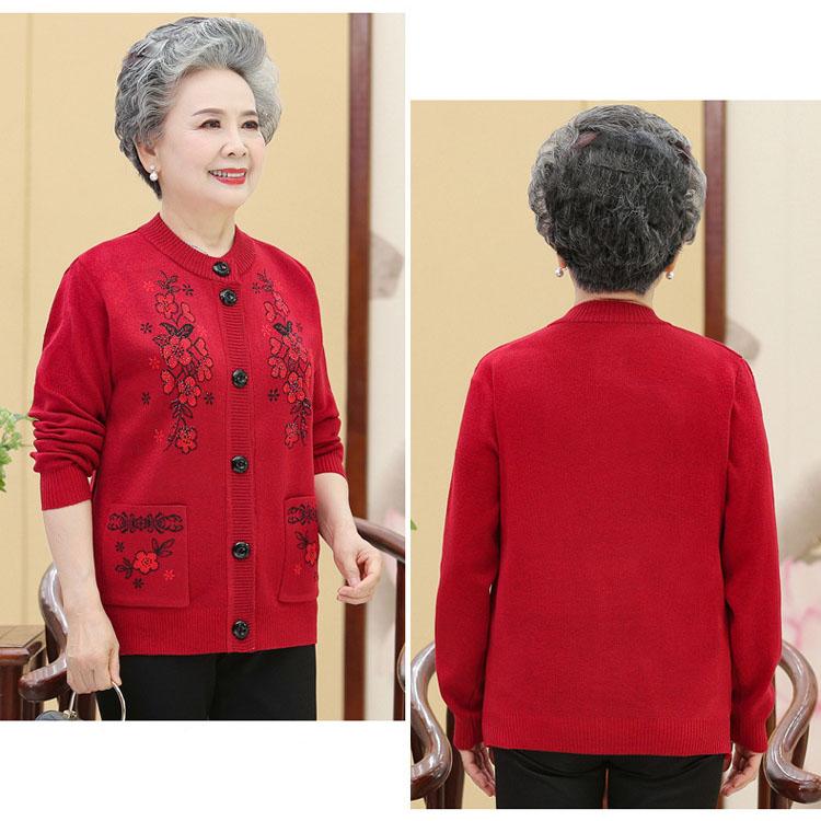 Middle-aged and Elderly Women's Spring and Autumn Sweater Temperament Elegant Elderly Clothes