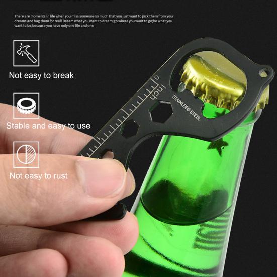 Брелок-открывалка для бутылок, многофункциональный инструмент, компактный дизайн, портативный многоцелевой гаечный ключ, отвертка, удобный для экстренных случаев