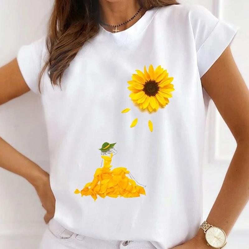 Summer Plus Size Women's Top with Letter Print Retro Pure Cotton Short Sleeved T-Shirts Women’s