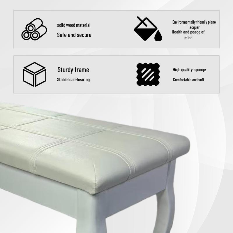Double Piano Bench with Wooden Legs and PU Leather Cushion