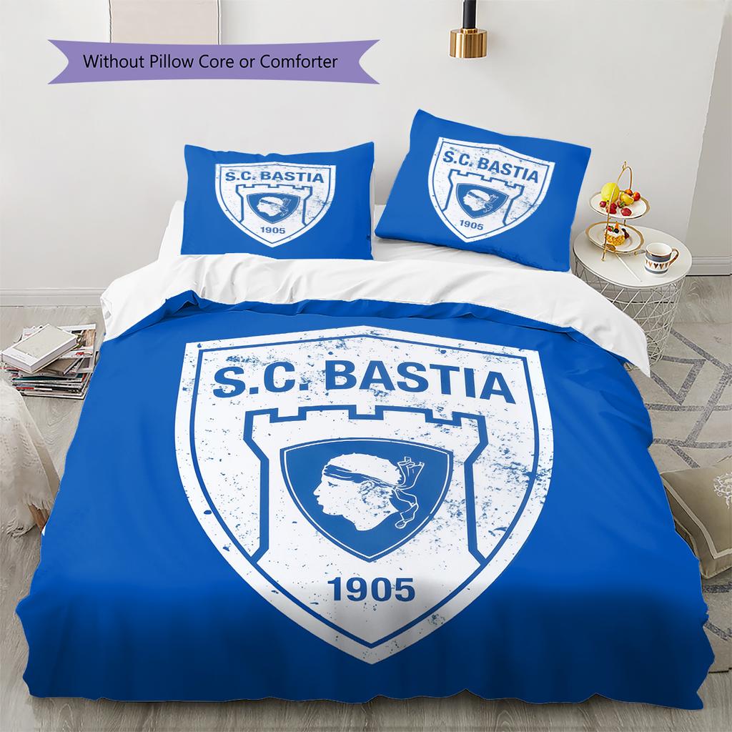 SC Bastia Pattern Bedding Home Decoration Birthday Gift (1 * duvet cover + 2 * pillowcase, without core)
