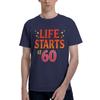 Happy Life starts at 60 Men T Shirts 60 Birthday Awesome Tees Short Sleeve Round Collar Cotton Original Tops TShirt