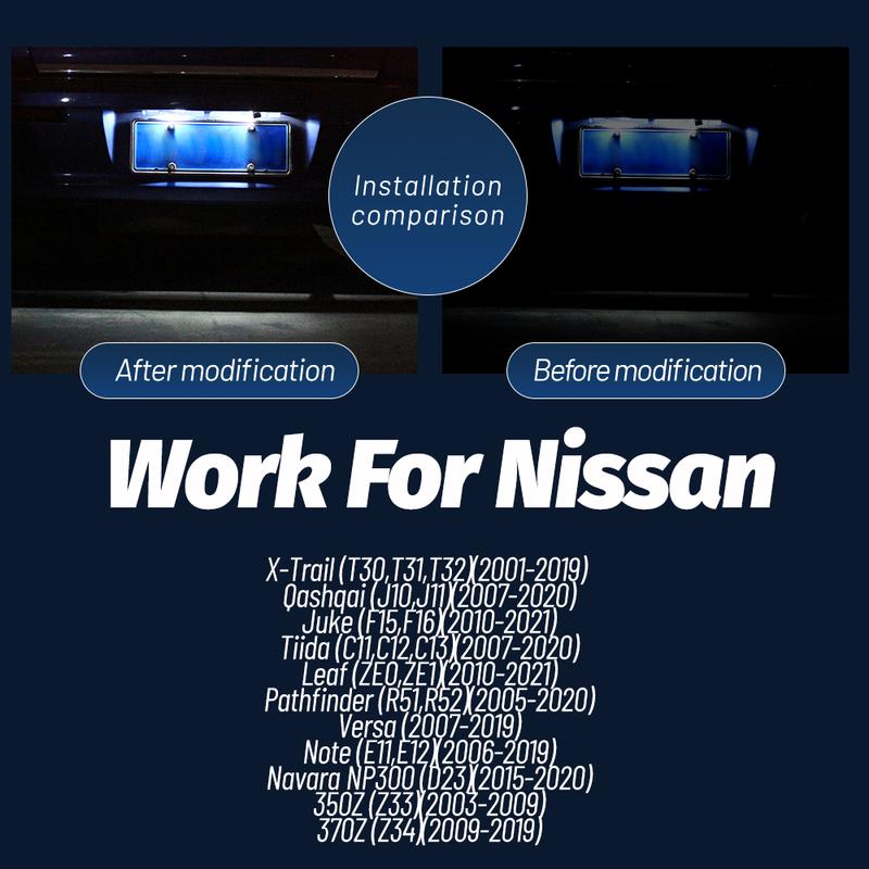 2 шт. Светодиодная подсветка номерного знака W5W T10 для Nissan X-Trail T30 T31 T32 Qashqai J10 J11 Juke Tiida Leaf Versa Note Pathfinder Navara