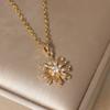 Flower Shape Pendant Necklace for Women Golden Stainless Steel Clavicle Chain Wedding Party Daily Wear Jewelry Accessories