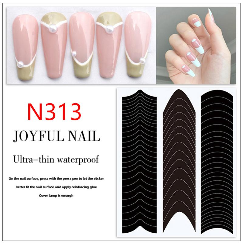 1 Sheets French Manicure Strip Nail Art Form Fringe Tip Line Guides Sticker