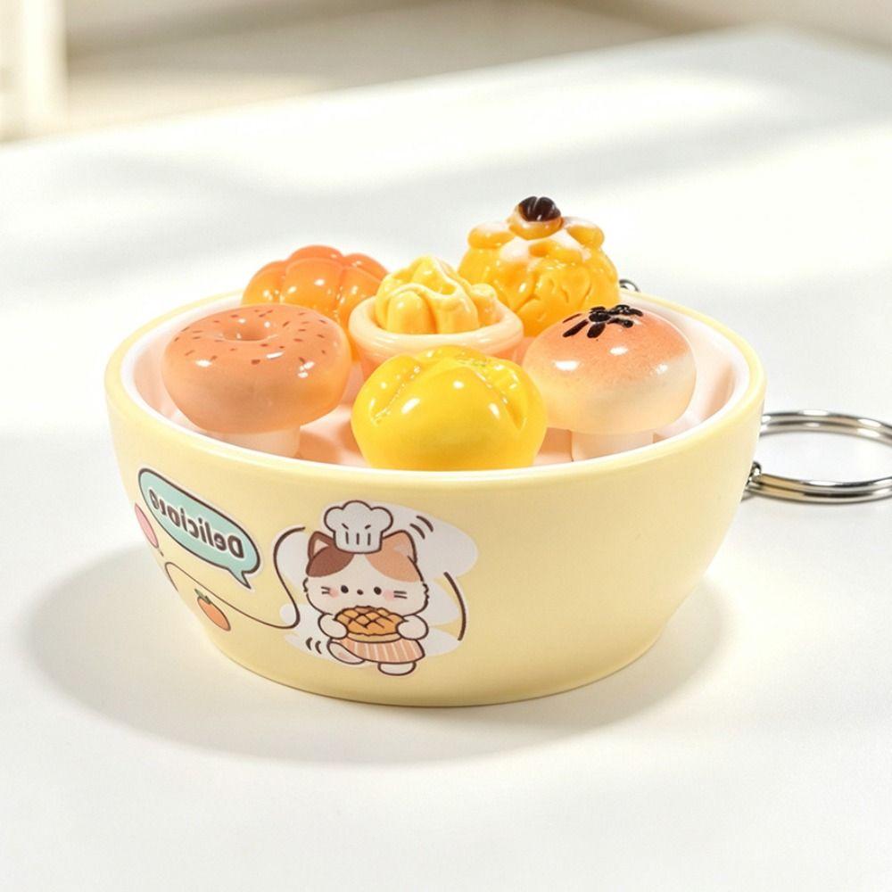 Simulation Food Clicking Pressure Relief Toy Cute Cat Series Button Press Click Keyring Office Use