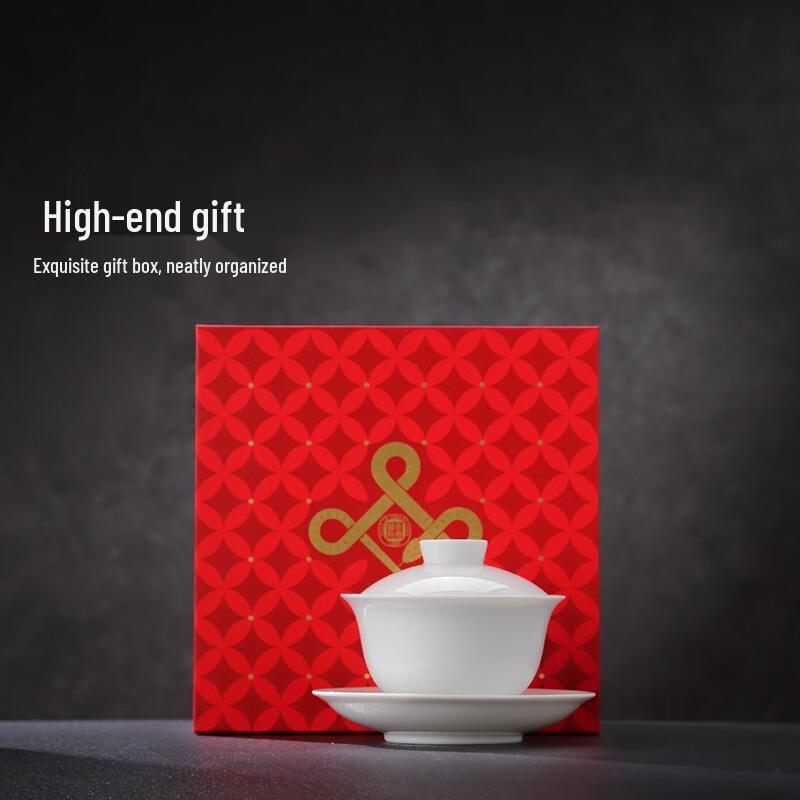 Jingdezhen Ceramic White Porcelain Gaiwan Tea Cup