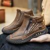 Classic Handmade Leather Boots for Men Fashion Outdoor Casual Ankle Boots Comfort Slip On Driving Shoes Men's Boots