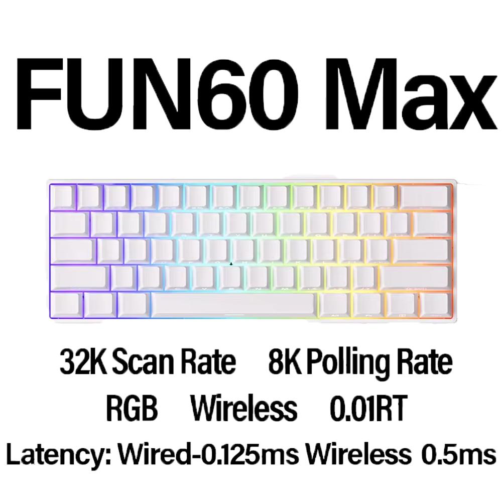 Monsgeek Fun60 Магнитная клавиатура с переключателем Tri Mode Беспроводная механическая клавиатура Custom 8KHz RT0.01 Магнитная клавиатура Аксессуар для ПК