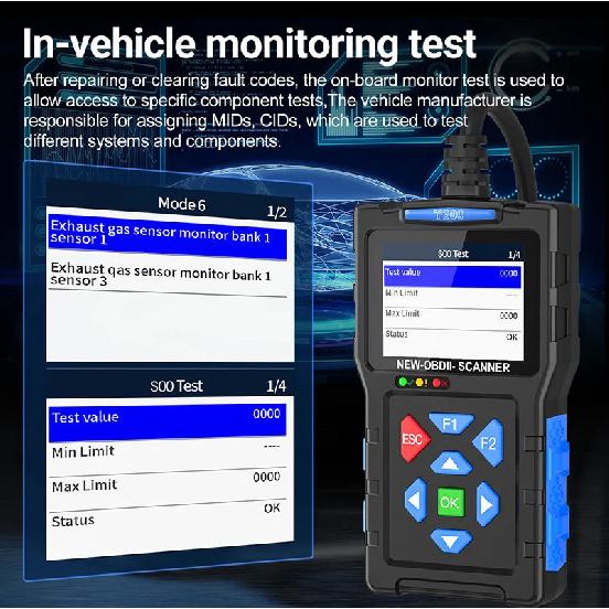 OBD2 Car Scanner Diagnostic Tool Check Engine Fault Code Reader Mode 6,Mode 8 & I/M 24-inch Screen Diagnostic Scanning Tool T300