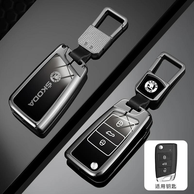 Car Sticker For Skoda Octivia Superb Fabia 1 2 Octavia A7 RS Superb Rapid Yeti Karoq Vision Zinc Alloy Car Remote Key Fob Case C NL6
