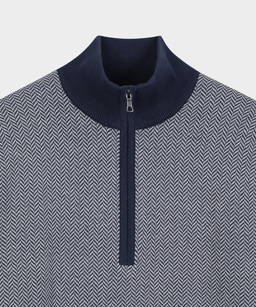 BROOKS BROTHERS Herringbone Half-Zip Sweater (Navy) (Bbwwmf4539Qew)