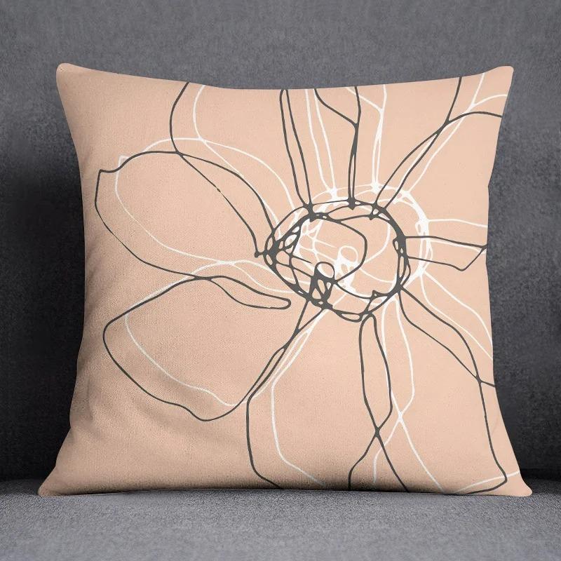 Abstract Brown Flower Decorative Pillowcase Living Room Office Ornaments Home Pillowcase