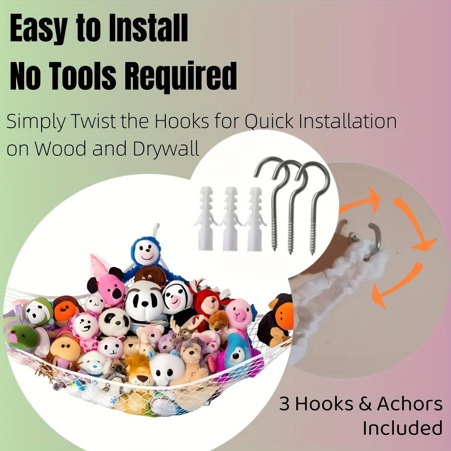 Просторный гамак для мягких игрушек - Угловая сетка для хранения плюшевых животных (Доступно в 4 цветах) - Прочный подвесной органайзер