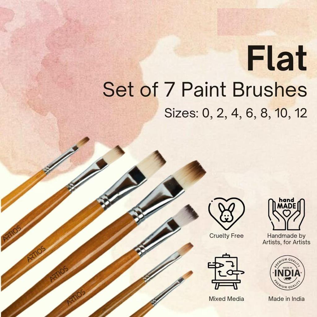 Flat Paint Brushes Set/Handmade Professional Artist Painting Brush Set for Acrylic, Watercolor, & Gouache Painting with Brush Holder - Cruelty-Free