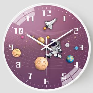 Children's room creative personality astronaut space wall clock modern simple home silent clock