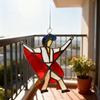 Dancing King Hanging Decoration Stained Glass Style Spinner Kinetic Acrylic Hanging Ornament for Window Porch Garden Artistic Housewarming Gift