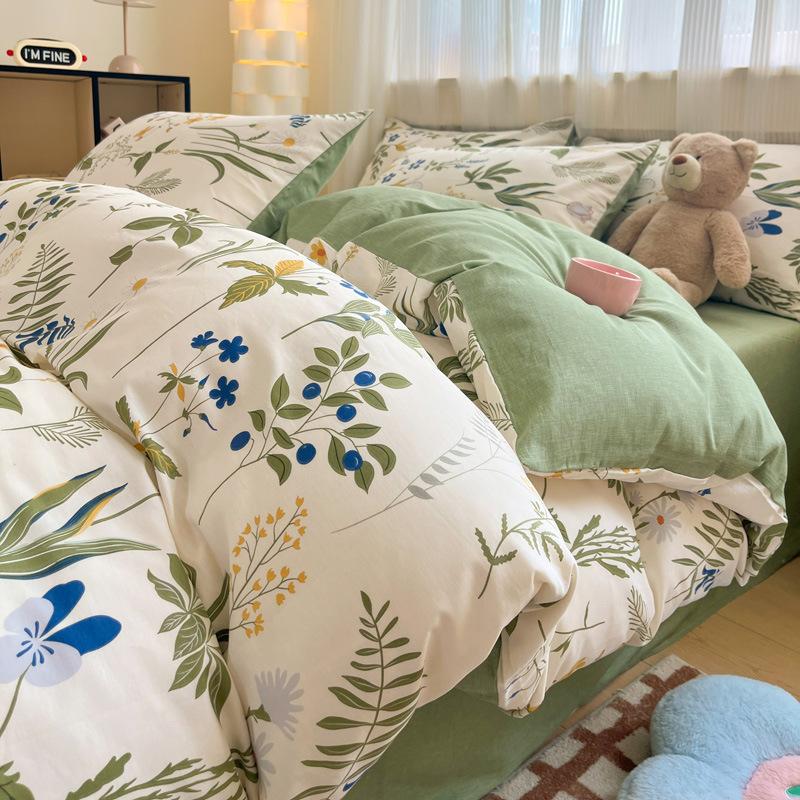 Маленький комплект из четырех предметов из чистого хлопка для спальни, сетчатый комплект из трех предметов