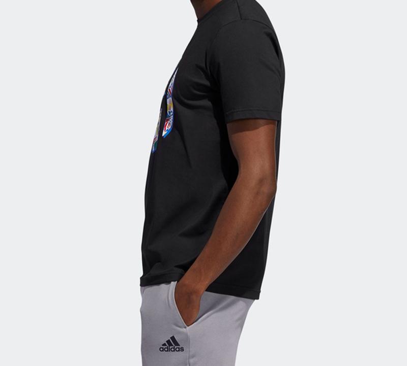 Adidas T Shirts Men's Black Crew Neck Moderate Straight Fit DX6934